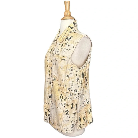 CHICO’S DESIGN Linen Top Blend Western Vibes Sleeveless, Size Medium - Picture 6 of 15
